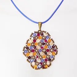 Pendant 45cm - Malvina Oval-Lavender Leather - Pendant 45cm - Laiton bronze